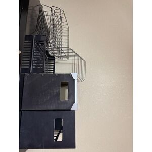Versatile black and silver storage organizer for home or office